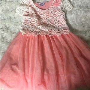 Pink fluffy dress with lace top!